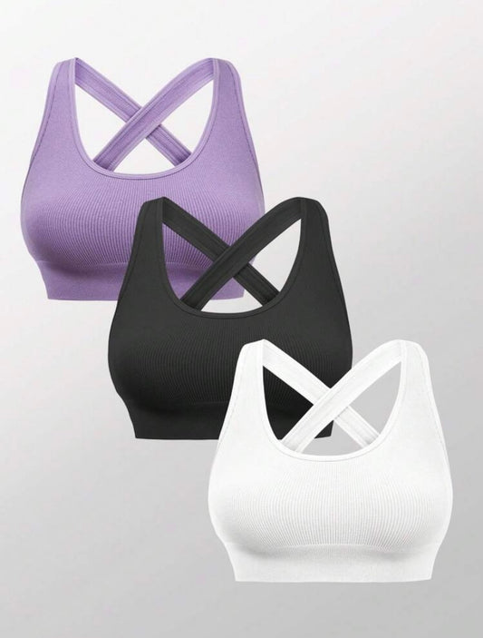 3 Pack Criss Cross Back Sports Bra