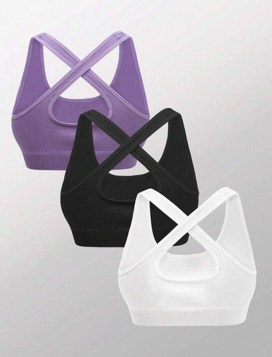 3 Pack Criss Cross Back Sports Bra